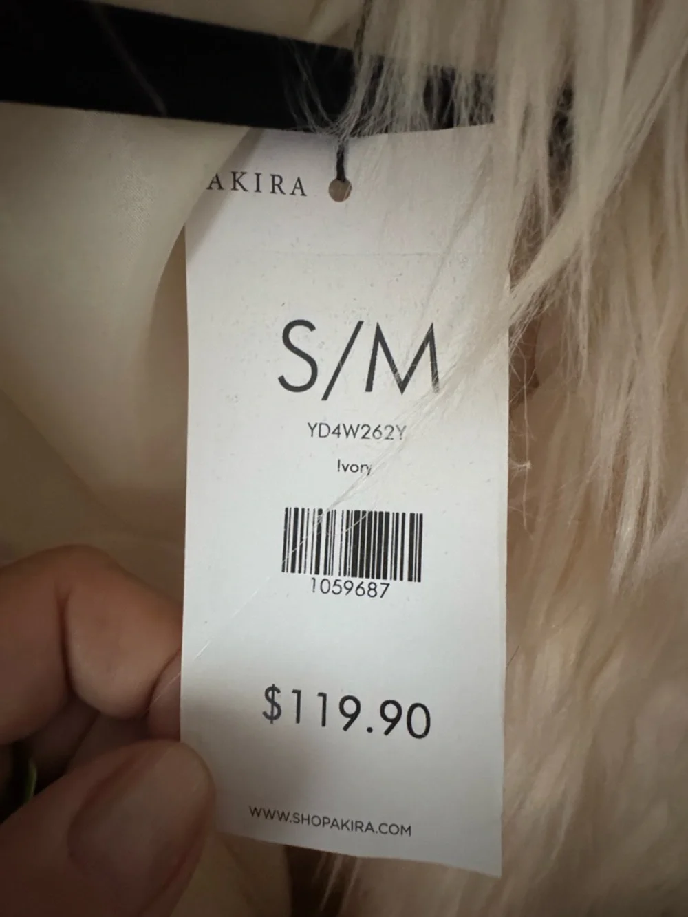 AKIRA Ivory Shag Faux Fur Coat Jacket S/M NWT Glam Festival Winter - Picture 5 of 5